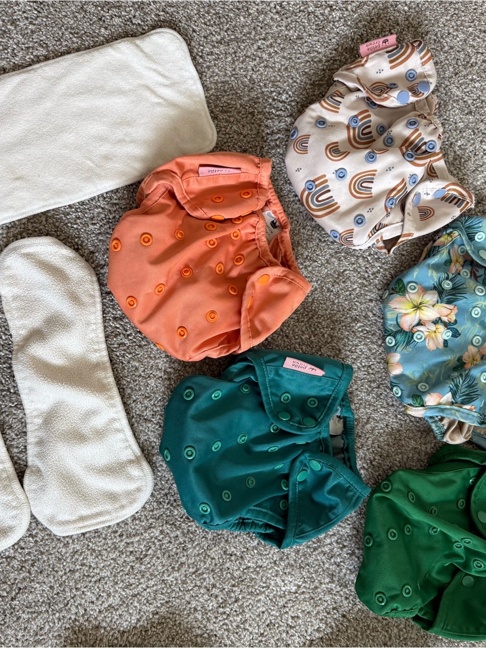 Petite Crown Set Snap Cloth Diaper Covers - Coral, Teal, Green, Rainbow, Floral